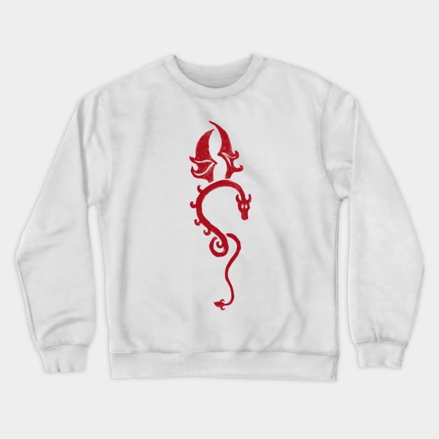 Red dragon in black background Crewneck Sweatshirt by Zamen